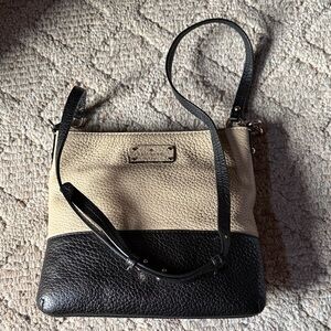 Two-Tone Black and Cream Leather Shoulder Bag